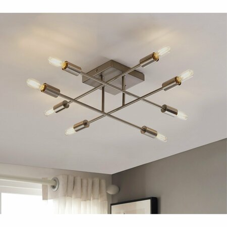 BROMI DESIGN Halton 8 Light Black and Gold Flushmount Ceiling Fixture B6802BG